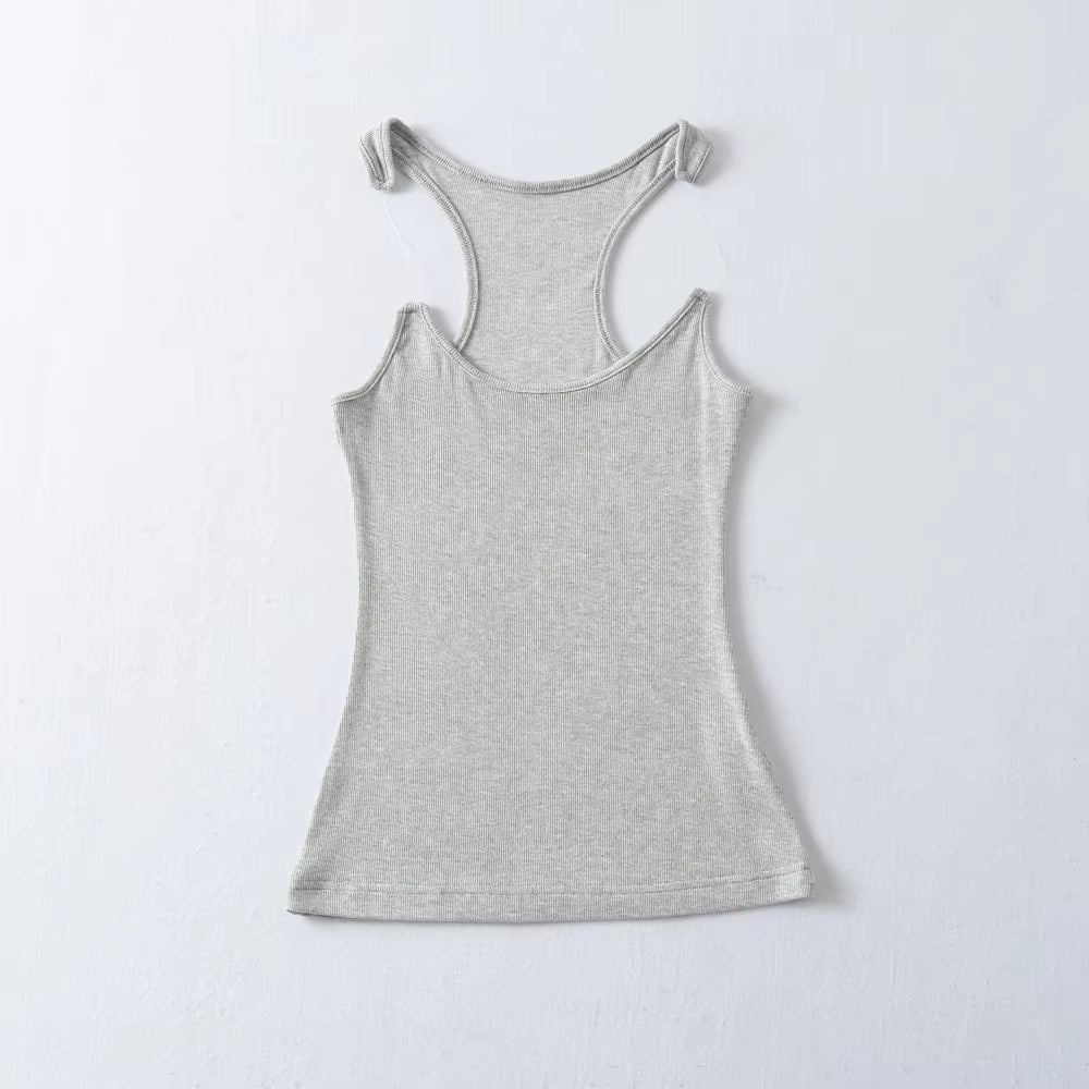 Women Ypro Ribbed Invisible Strap Tank Top Camis Tee