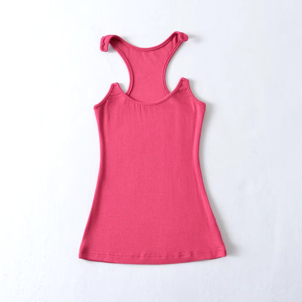 Women Ypro Ribbed Invisible Strap Tank Top Camis Tee